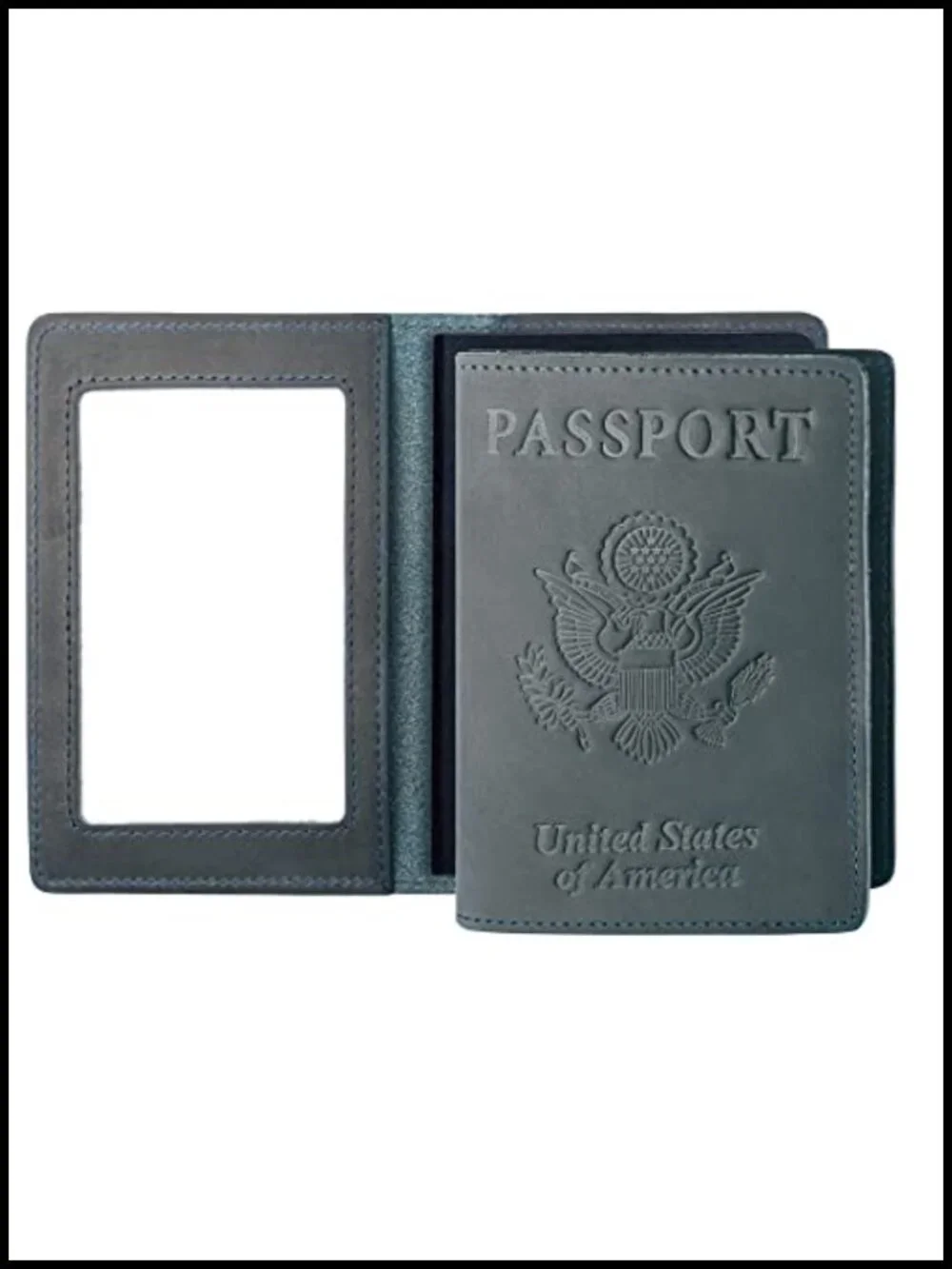 RFID Blocking Genuine Leather Passport Holder Wallet with Vaccine Card Slot